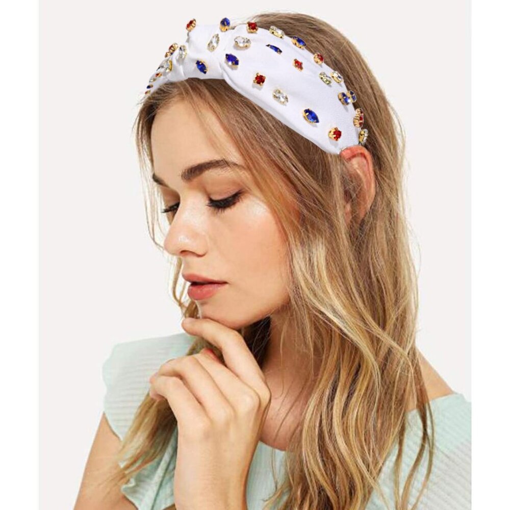 Pearl Rhinestone Wide Headband - Picture 2 of 7